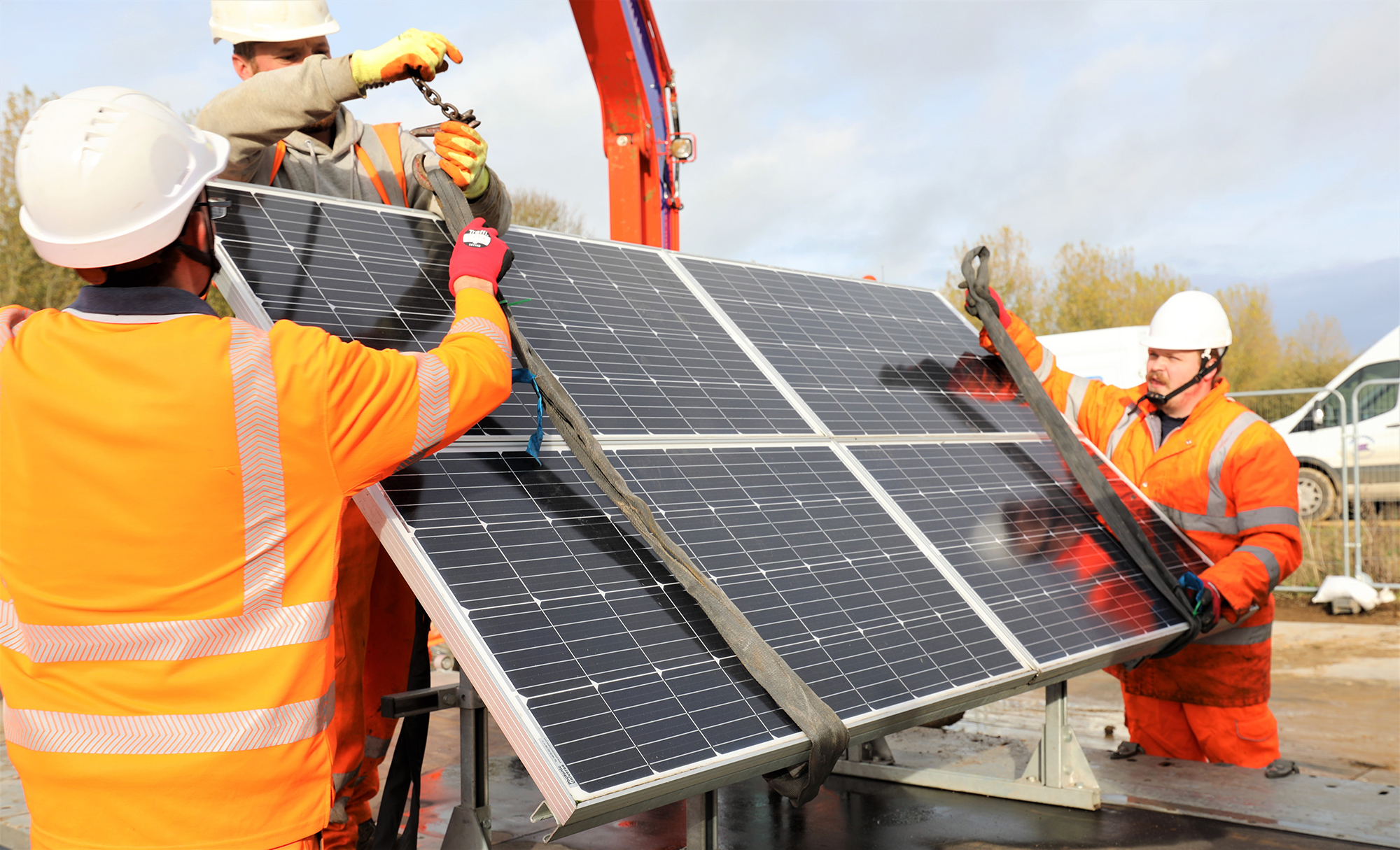 Unloading solar panels